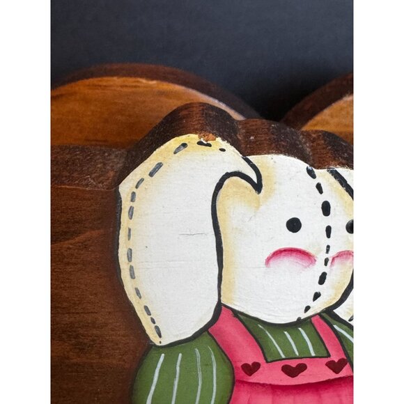 Vintage Hand-Painted Wooden Napkin Holder With Bunny & Sheep Design - Picture 8 of 13